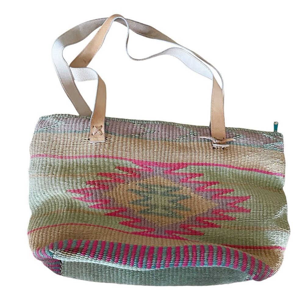 Vintage Woven Raffia Should Bag Tote Oversized Boho Countrycore Market Beach‎